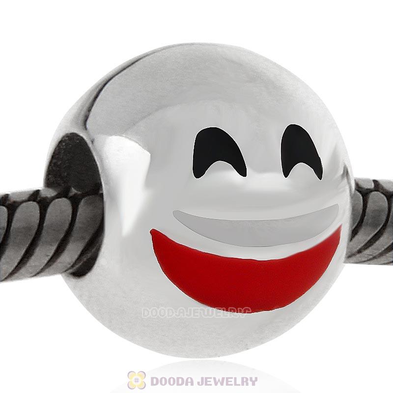 925 Sterling Silver QQ Emoji Face Laugh Beads