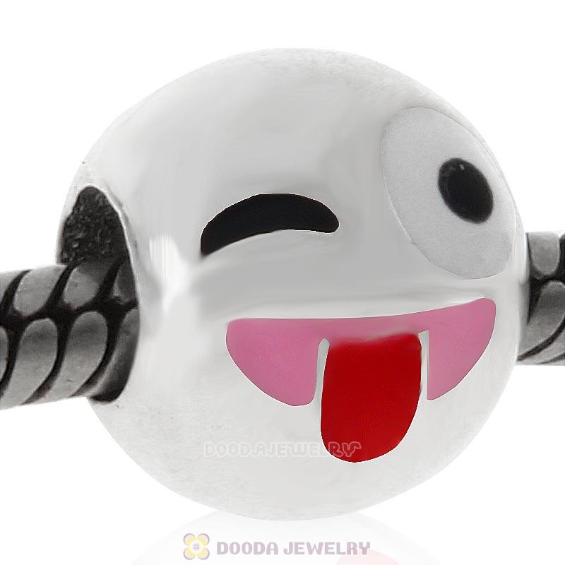 925 Sterling Silver QQ Emoji Naughty Face Beads