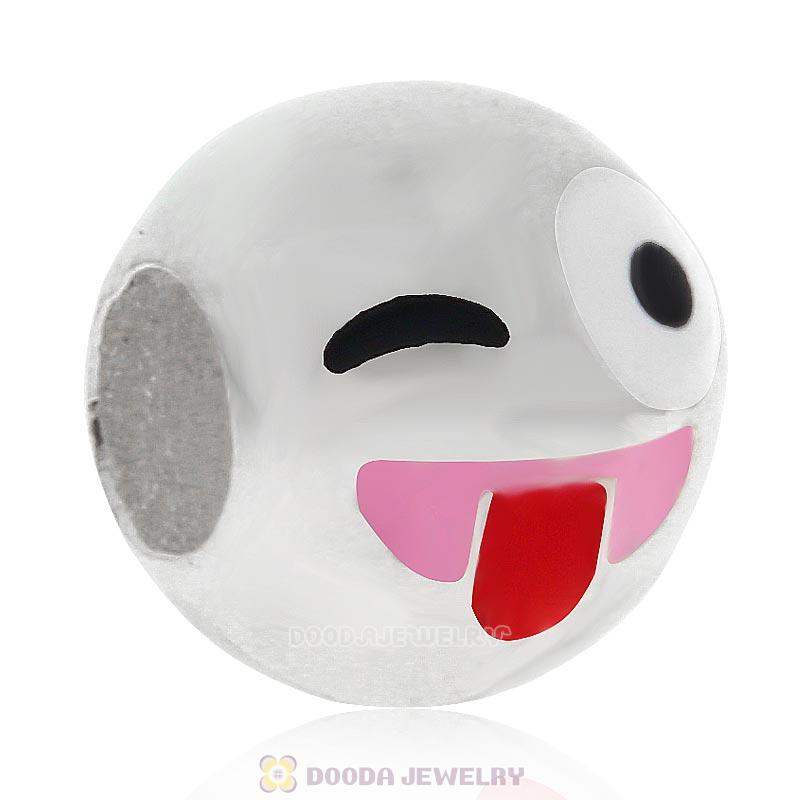 925 Sterling Silver QQ Emoji Naughty Face Beads