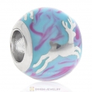 925 Sterling Silver Xmas Reindeer Bead with Blue Enamel
