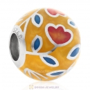925 Sterling Silver Tulip Enamel Charm Round Ball Bead