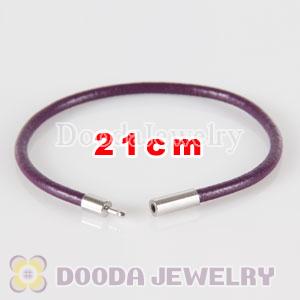 21cm purple slippy leather chain, silver plated needle clasp fit Jewelry, European Beads, Lovecharmlinks etc