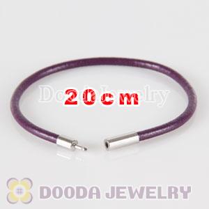 20cm purple slippy leather chain, silver plated needle clasp fit Jewelry, European Beads, Lovecharmlinks etc