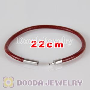 22cm red slippy leather chain, silver plated needle clasp fit Jewelry, European Beads, Lovecharmlinks etc