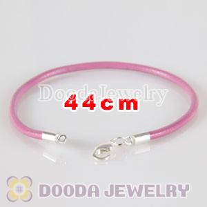 44cm pink slippy leather chain, silver plated lobster clasp fit Jewelry, European Beads, Lovecharmlinks etc
