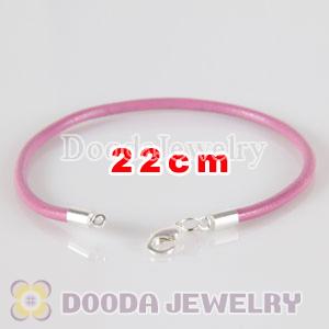 22cm pink slippy leather chain, silver plated lobster clasp fit Jewelry, European Beads, Lovecharmlinks etc