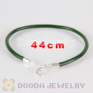 44cm green slippy leather chain, silver plated lobster clasp fit Jewelry, European Beads, Lovecharmlinks etc