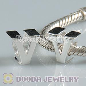 Letter V Charms European Style Sterling Silver Beads