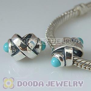 925 Sterling Silver Blue Eye Charm Beads fit European Troll Bracelet