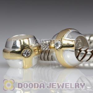 Gold Plated Cross with Clear Stone Sterling Charms