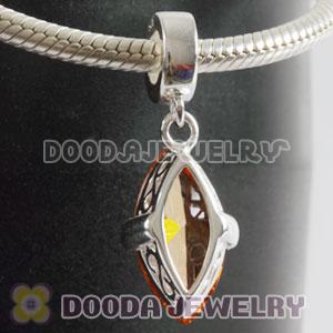 925 Sterling Silver European Style Charms with Big Brown Olive Stone