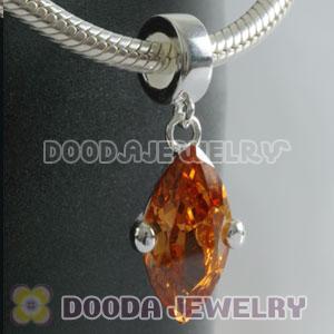 925 Sterling Silver Beads with Big Brown Olivary Stone