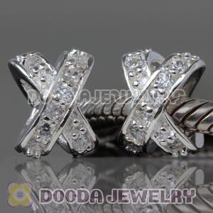 925 Sterling Silver European Style X Tight Together Charm Beads
