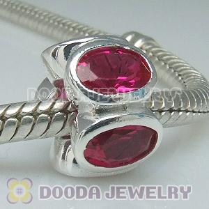 925 Sterling Silver Charms with Red Stone