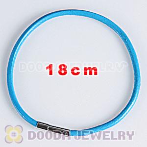 18cm blue slippy leather chain, silver plated needle clasp fit Jewelry, European Beads, Lovecharmlinks etc