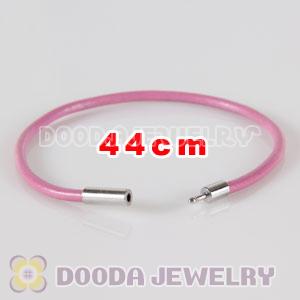 44cm pink slippy leather chain, silver plated needle clasp fit Jewelry, European Beads, Lovecharmlinks etc