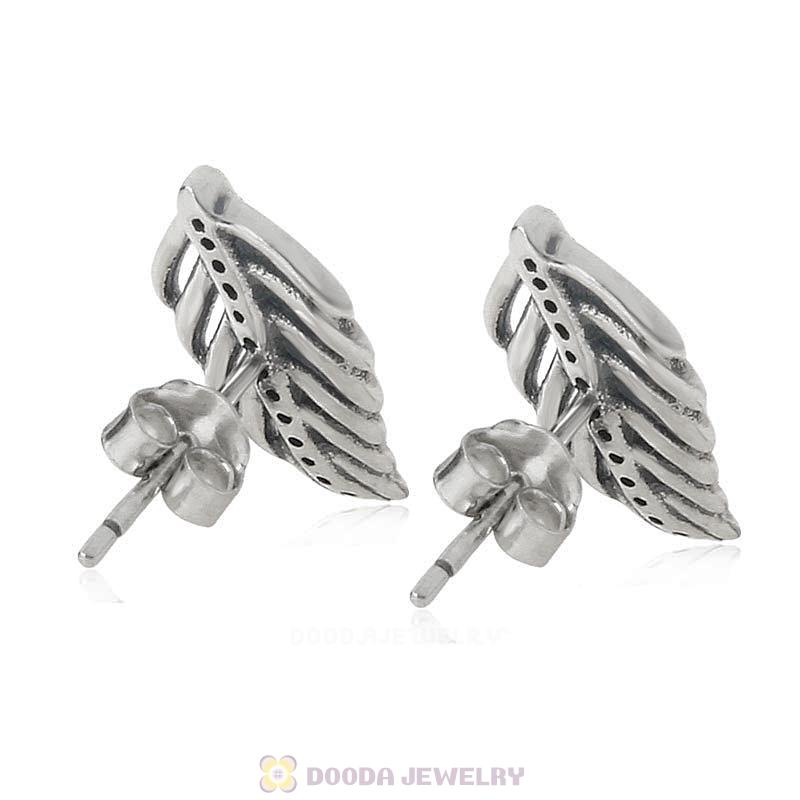 Shimmering Feathers Earrings with Clear CZ 925 Sterling Silver