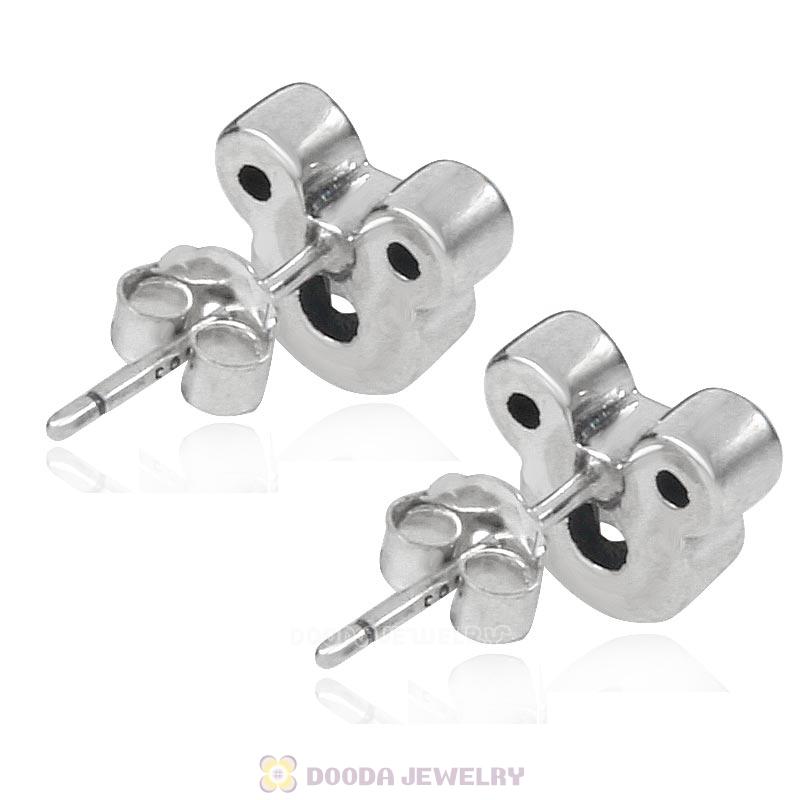 Dazzling Mickey Earrings with Clear CZ 925 Sterling Silver