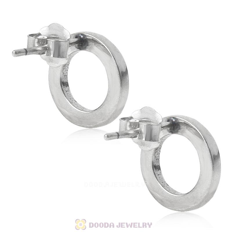 Forever Circular Earrings with Clear CZ 925 Sterling Silver