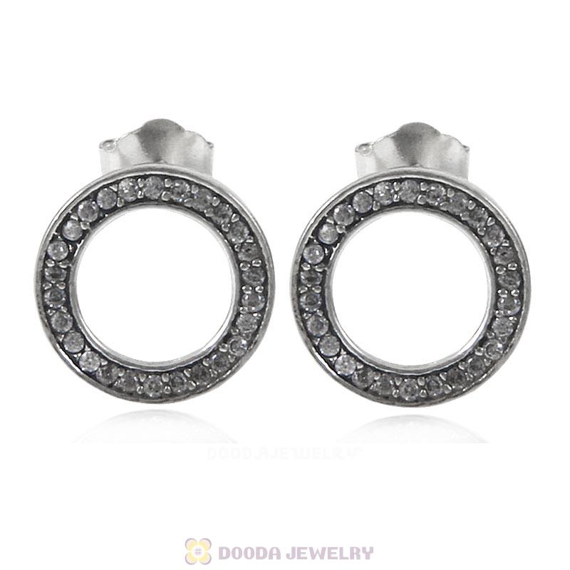 Forever Circular Earrings with Clear CZ 925 Sterling Silver