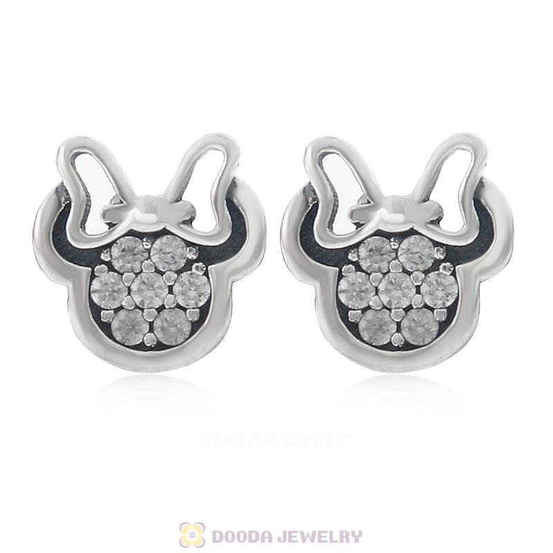 Dazzling Minnie Earrings with Clear CZ 925 Sterling Silver