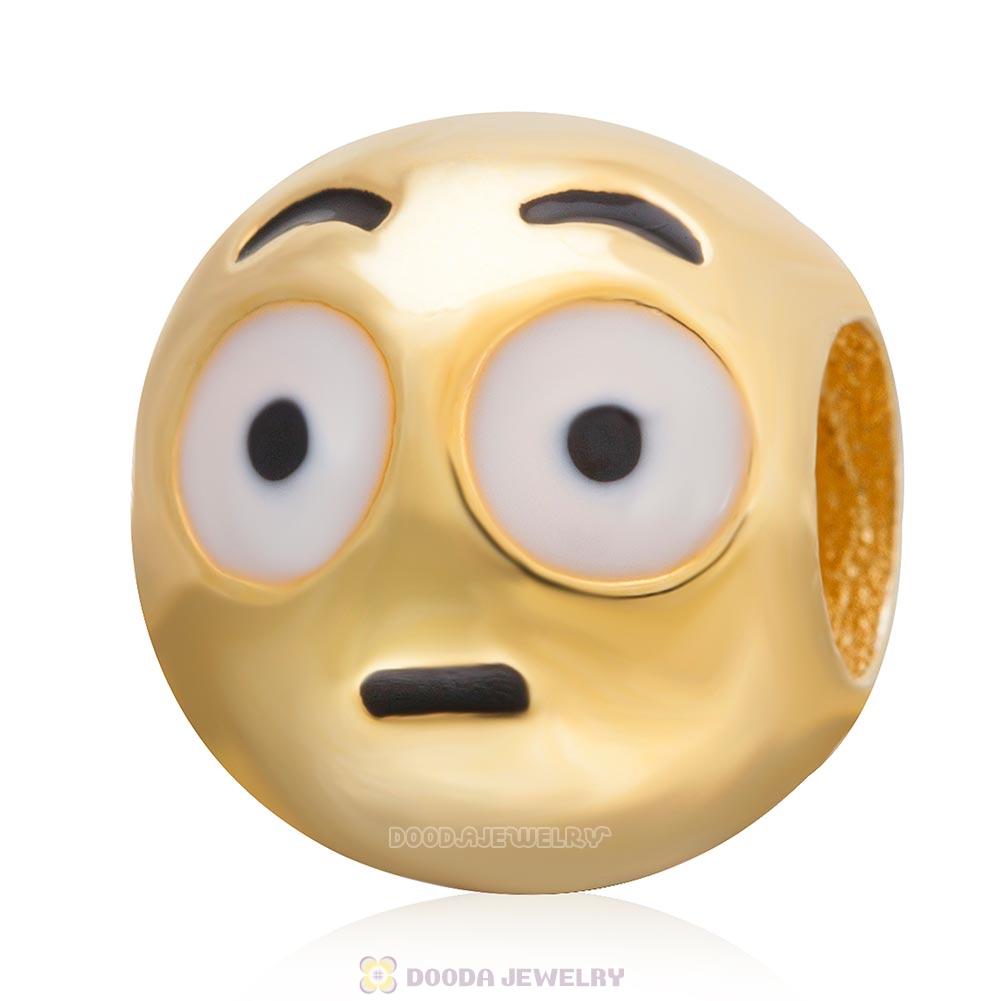 Gold Plated 925 Sterling Silver Emoji Moony Face Beads