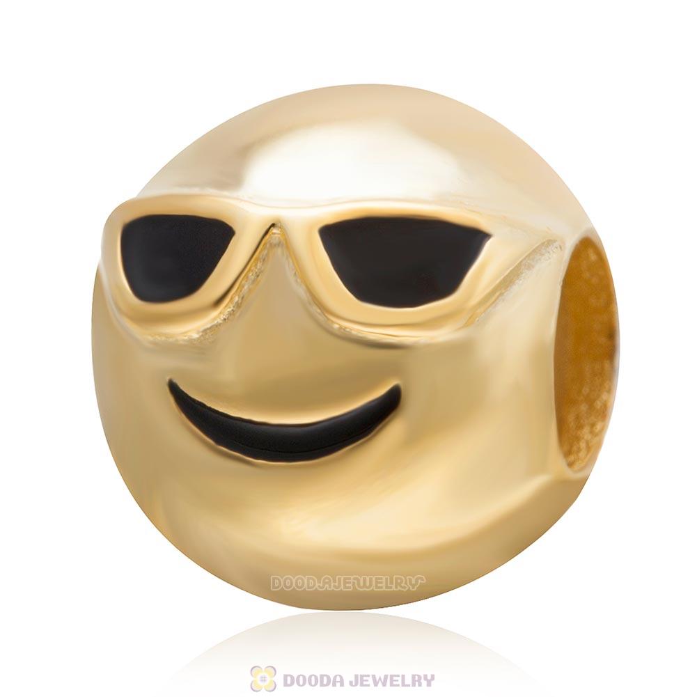 Gold Plated 925 Sterling Silver Emoji Proud Face Beads
