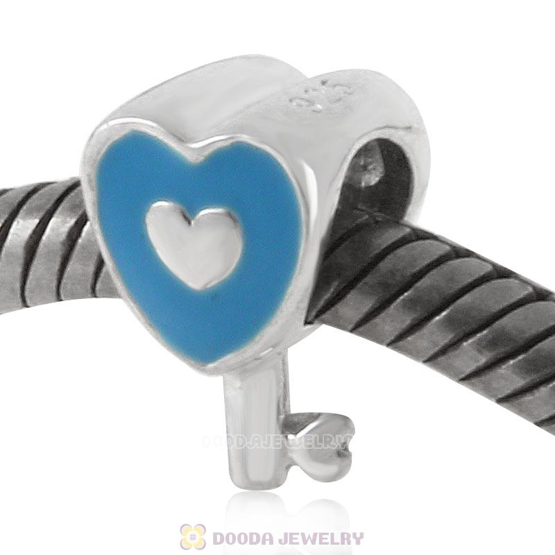 Sterling Silver Enamel Love Key Beads Wholesale