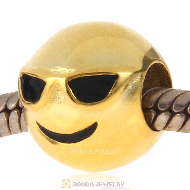 Gold Plated 925 Sterling Silver Emoji Proud Face Beads