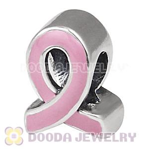 Silver European Breast Cancer Awareness Charm Enamel Pink Ribbon Beads Wholesale