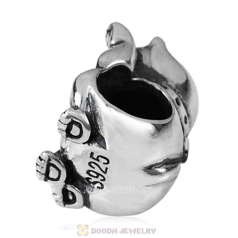 Antique Sterling Silver Lucky Cat with Red Heart Enamel Charm Wholesale