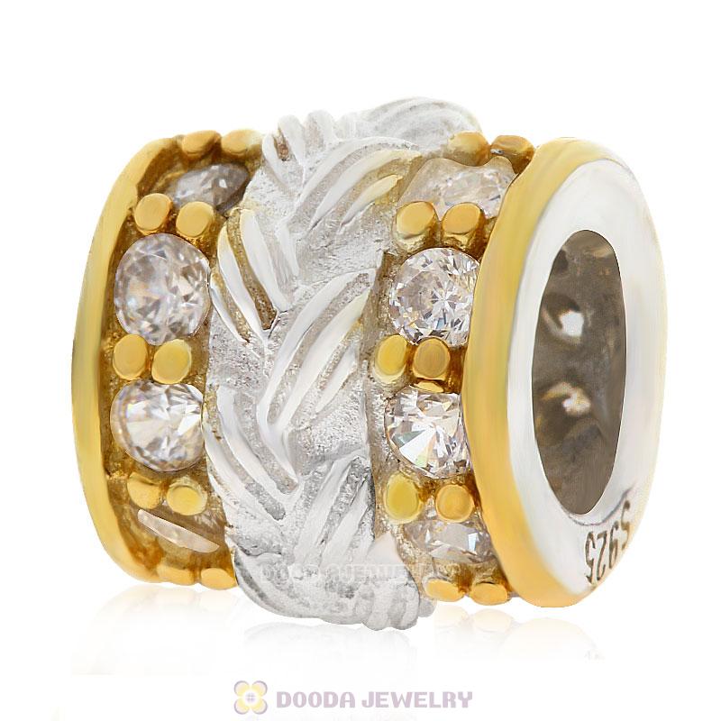 Gold Plated and Charm Jewelry 925 Silver Beads with Stone