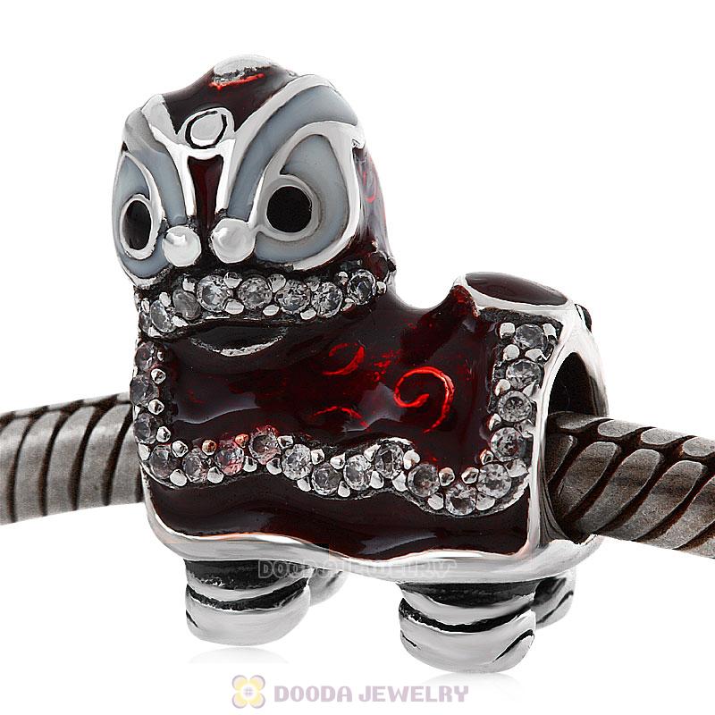 Dance Lion Charm with Enamel 925 Silver