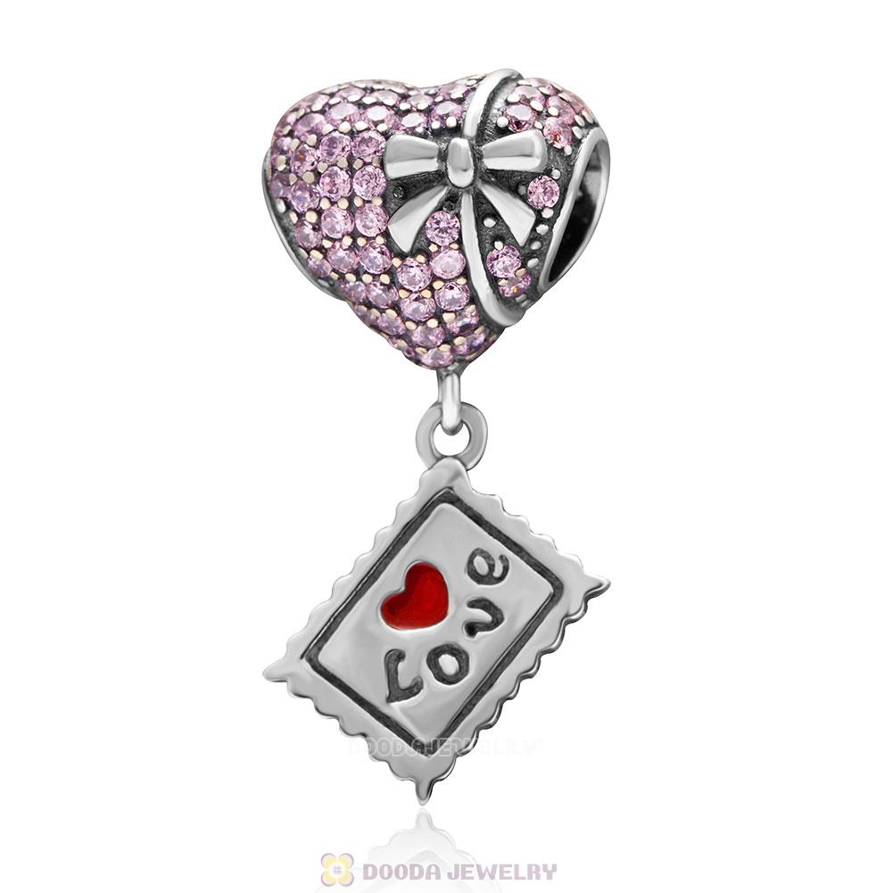 Pink Heart with Bowknot Charms