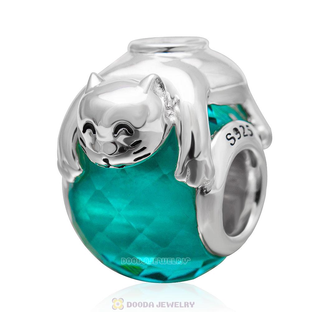 Cute Cat Charm Faceted Glass Bead