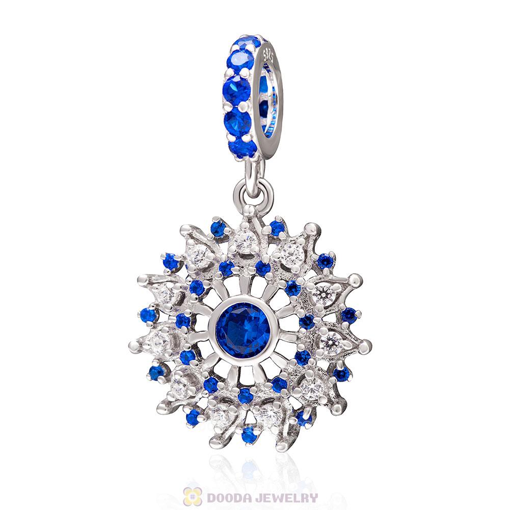 Water Drop Blue Snowflake Pendant