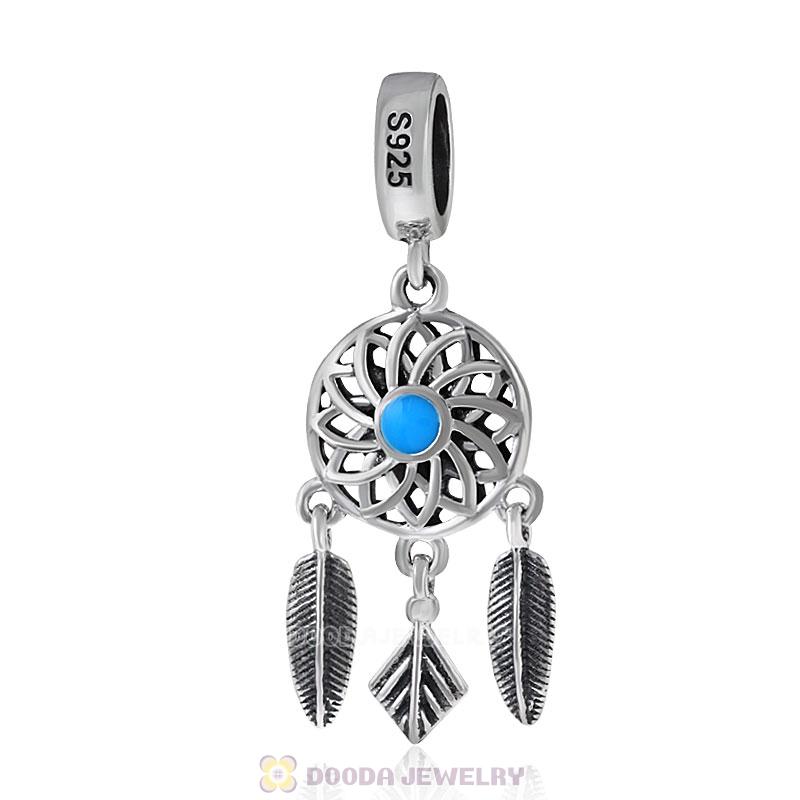 Antique Style Dreamcatcher Charm Bead with Enamel