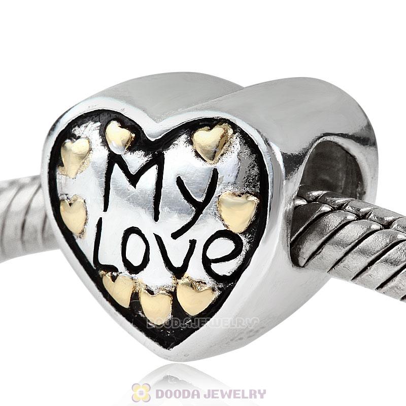  925 Sterling Silver Gold Plated Thank You My Love Bead