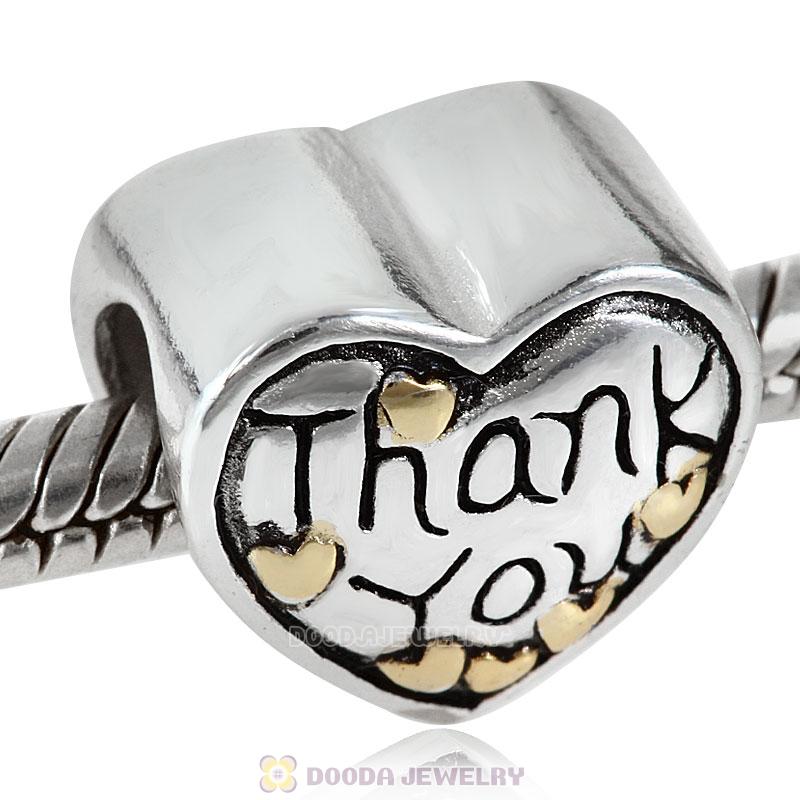 925 Sterling Silver Gold Plated Thank You My Love Bead