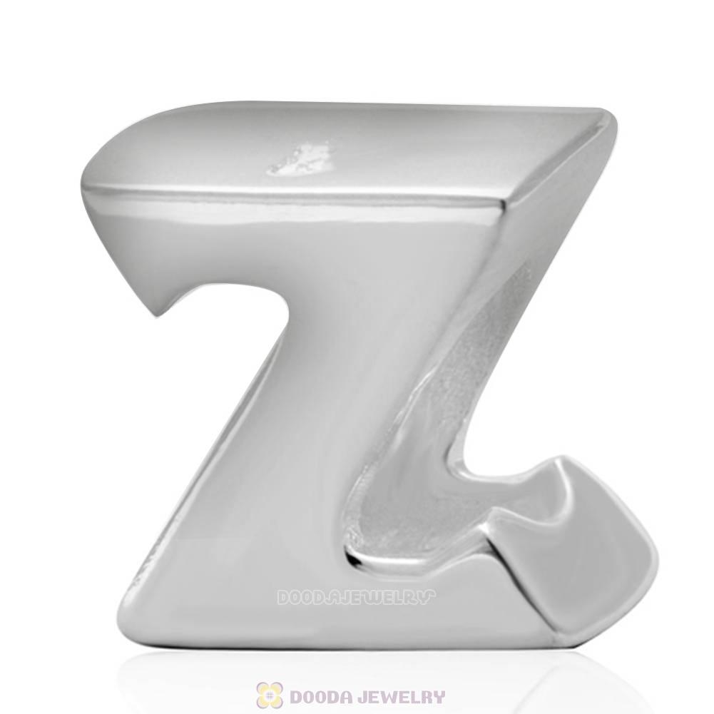 Letter Z Beads 925 Sterling Silver Charms