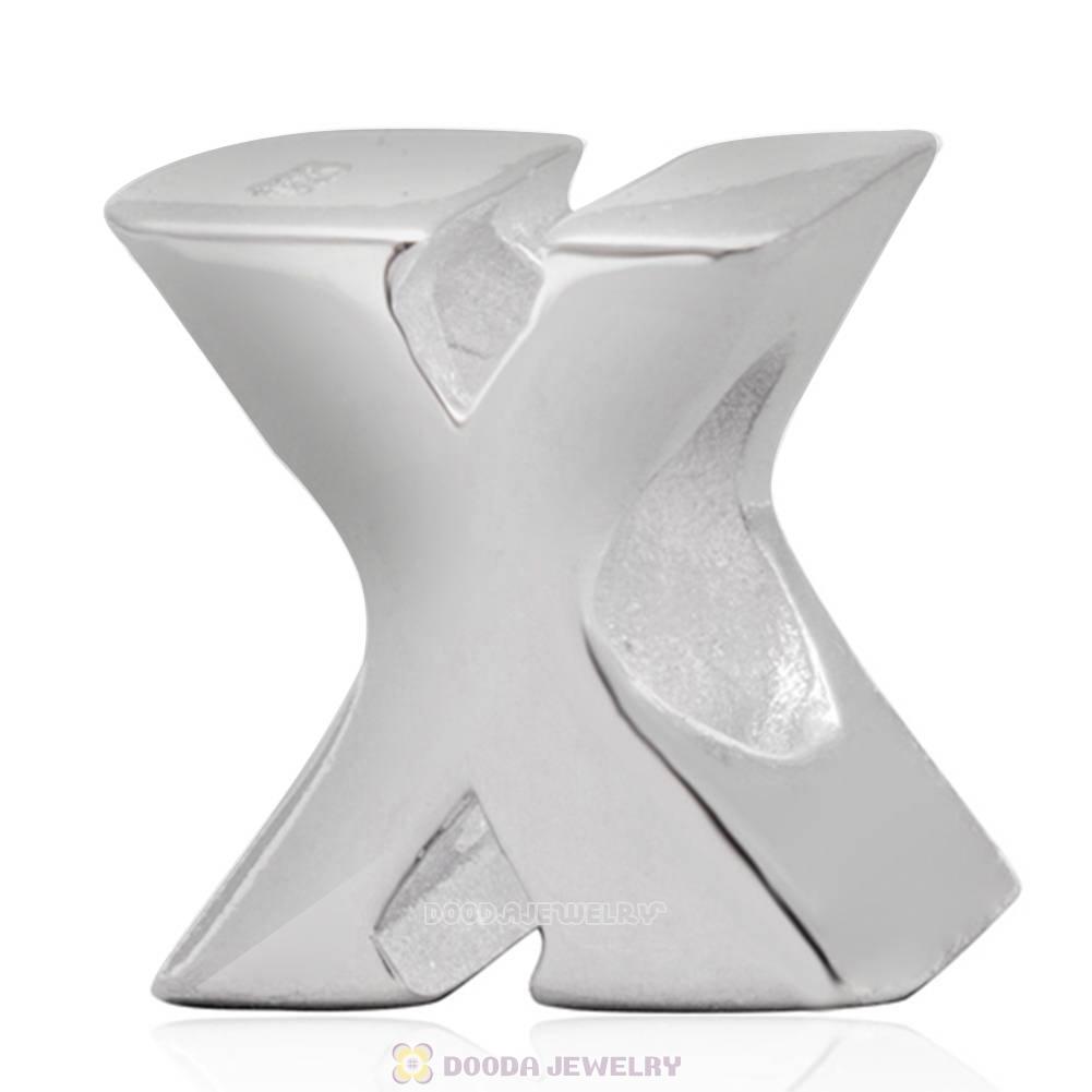 Letter X Beads 925 Sterling Silver Charms