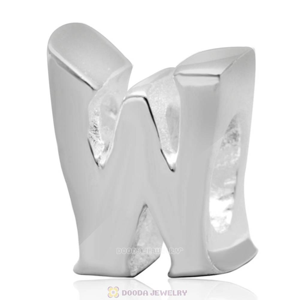 Letter W Beads 925 Sterling Silver Charms