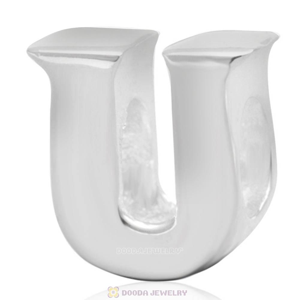 Letter U Beads 925 Sterling Silver Charms