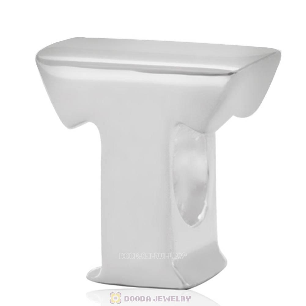 Letter T Beads 925 Sterling Silver Charms