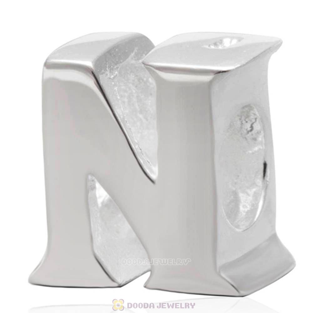 Letter N Beads 925 Sterling Silver Charms