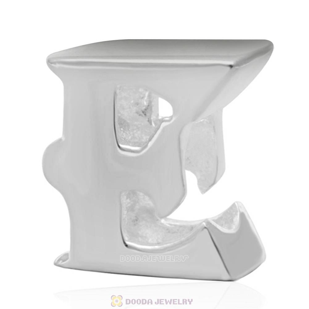 Letter E Beads 925 Sterling Silver Charms