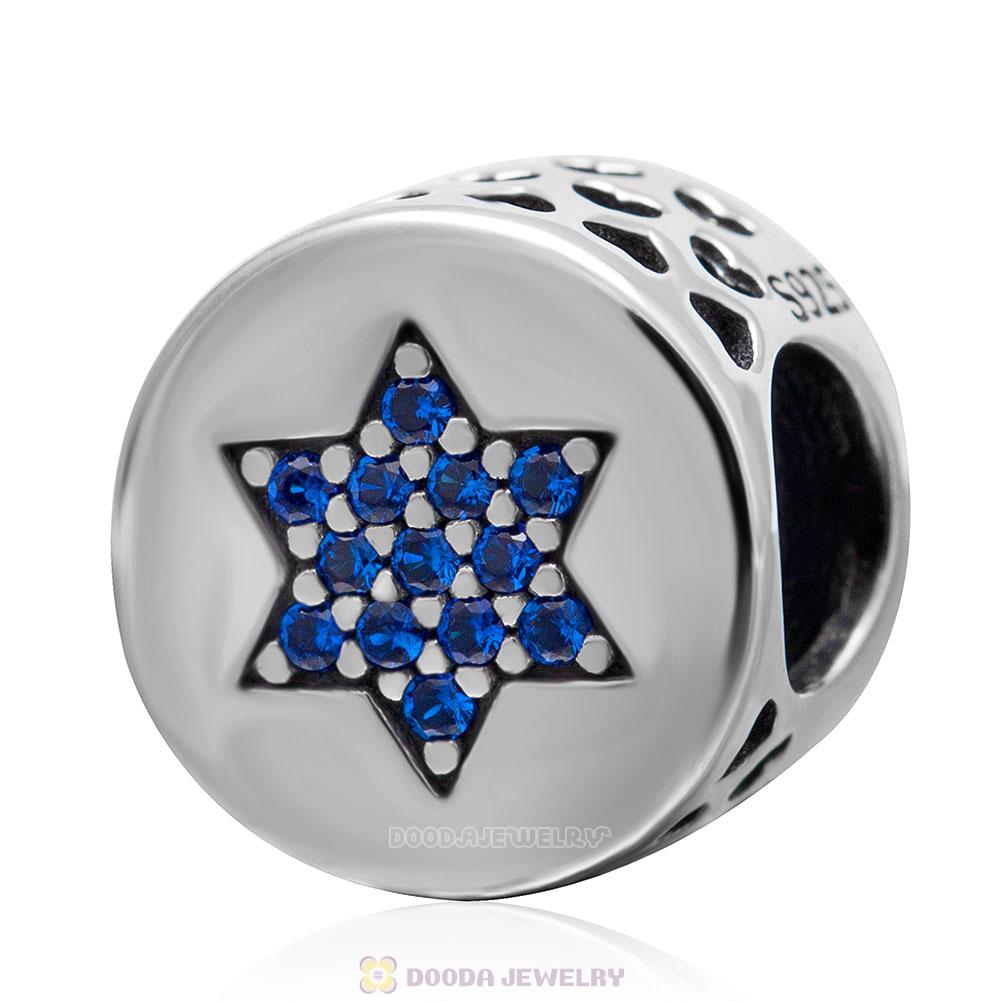 Lucky Star Charm Bead with Blue CZ