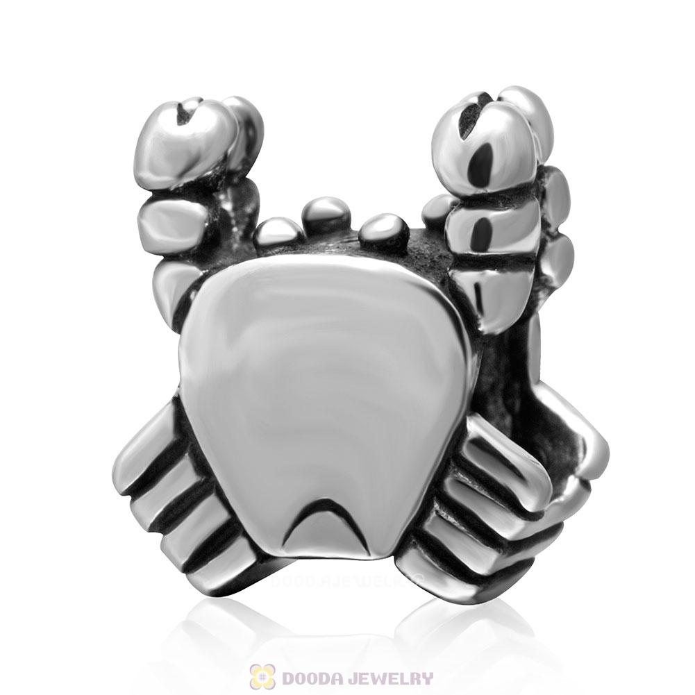 Crab Charm Antique Sterling Silver