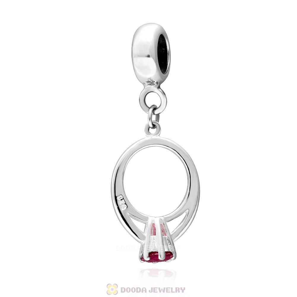 Engagement Wedding Ring Dangle Charms Fuchsia CZ