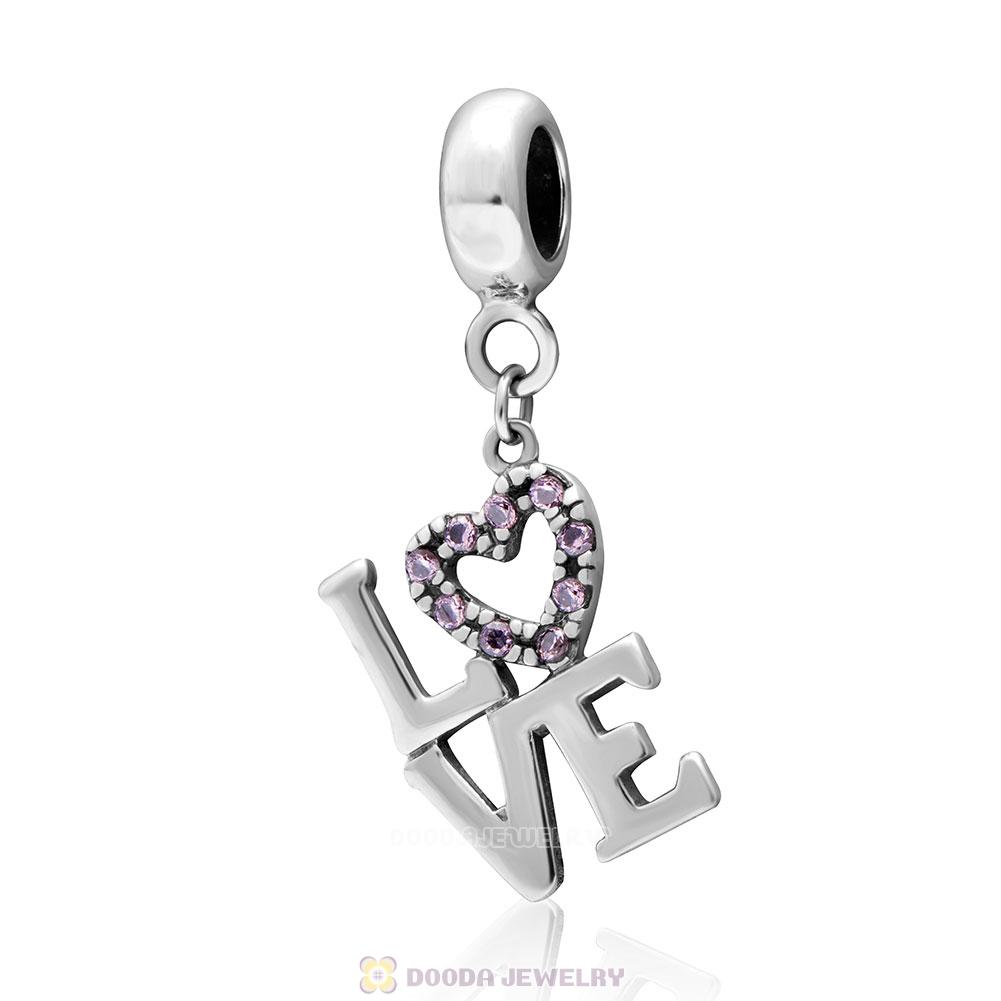 Dangle LOVE Charms Pink CZ